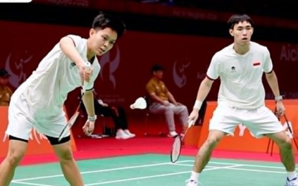 Ganda putra Indonesia beraksi di arena bulu tangkis Asian Games 2026 Aichi-Nagoya