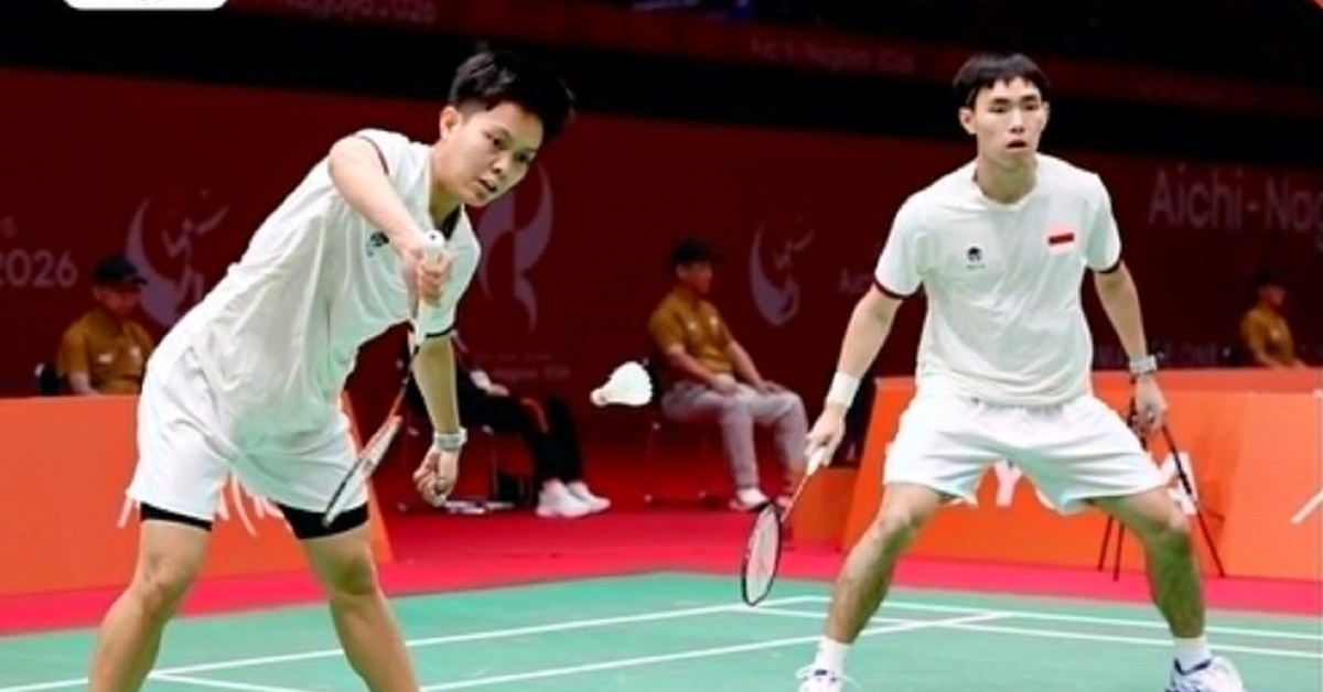 Ganda putra Indonesia beraksi di arena bulu tangkis Asian Games 2026 Aichi-Nagoya