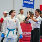 Leica Al Humaira Lubis tampil di nomor kumite +68kg putri karate Asian Games 2026 di Toyohashi Gymnasium, Nagoya