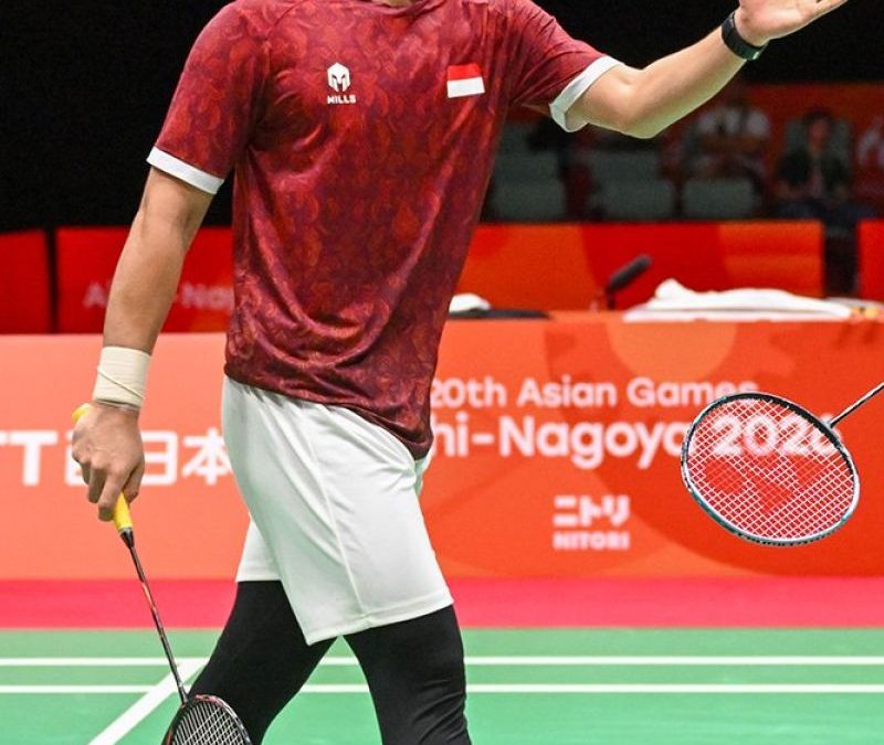 Marthin Daniel dan Leo Rolly Carnando merayakan poin di Asian Games 2026