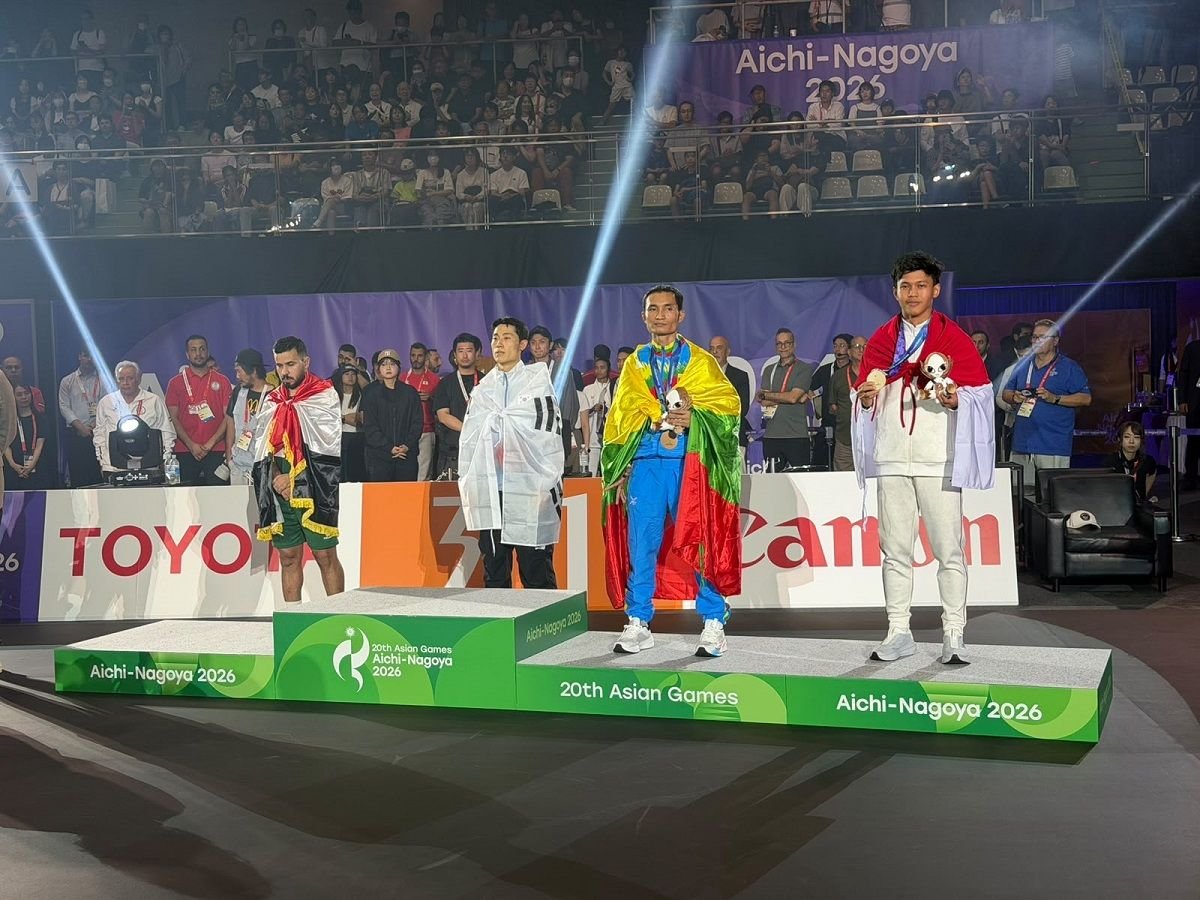 Yoga Ardika Putra di podium perunggu teqball tunggal putra Asian Games 2026