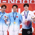 Podium 50 meter gaya punggung putra Asian Games 2026: Xu Jiayu emas, Wang Zicheng perak, Yoon Jihwan perunggu