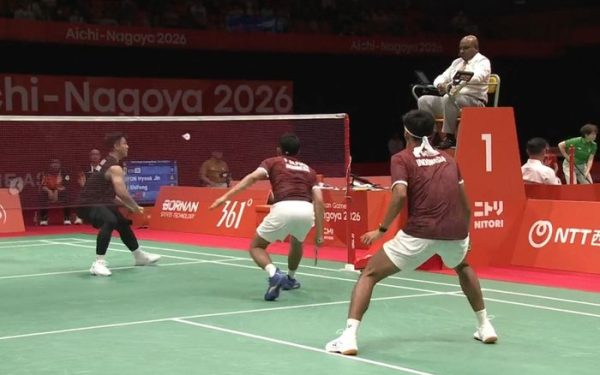 Ganda putra Indonesia berlaga pada beregu putra badminton Asian Games 2026 Aichi-Nagoya