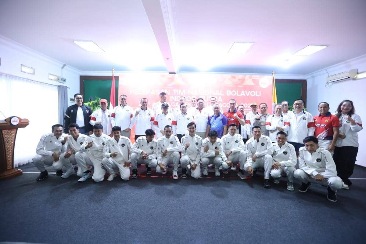 Timnas voli Indonesia saat acara pelepasan menuju Asian Games 2026
