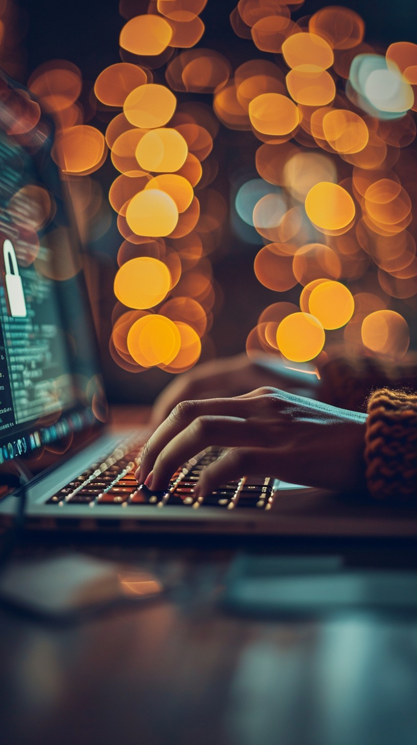 Mengetik di laptop pada malam hari