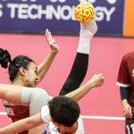 Aksi tim takraw quadrant putri Indonesia Asian Games 2026