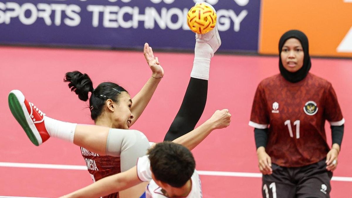 Aksi tim takraw quadrant putri Indonesia Asian Games 2026