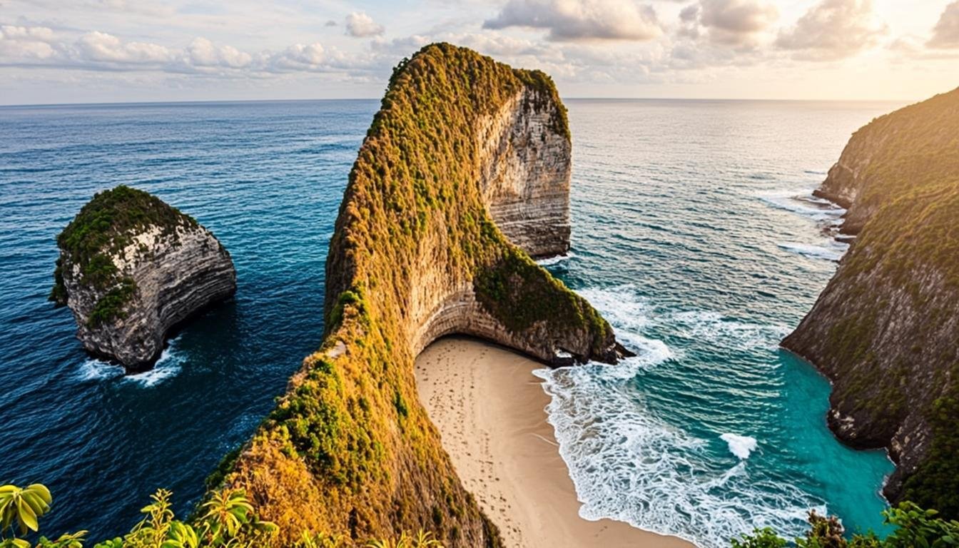 Ilustrasi tebing karst pantai Nusa Penida Bali