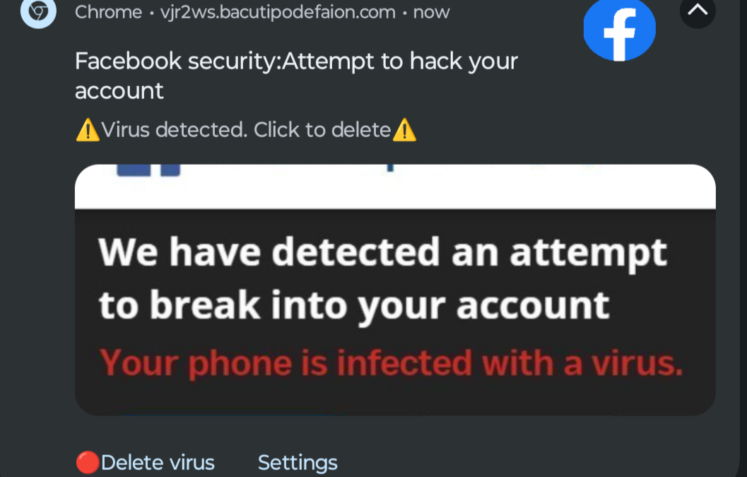 Layar laptop dengan peringatan situs palsu sebagai ilustrasi phishing