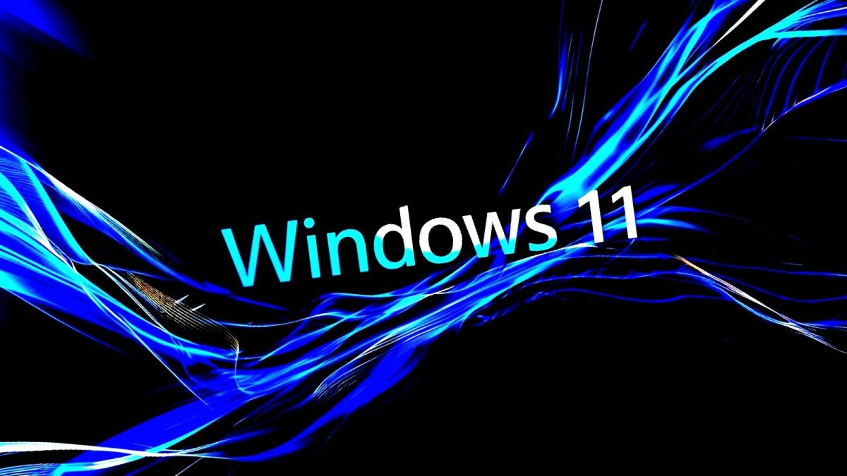 Logo Windows 11 di latar gelap kebiruan