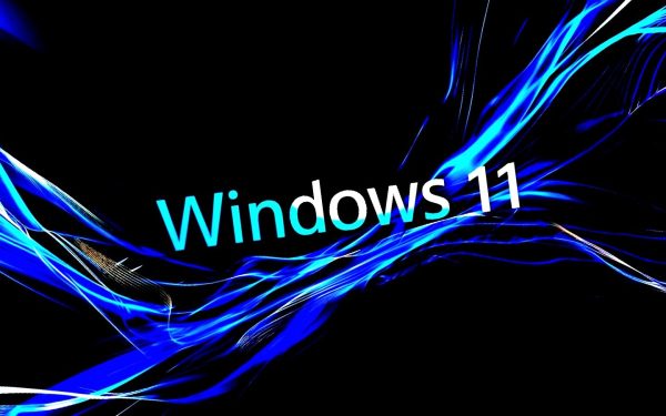 Logo Windows 11 di latar gelap kebiruan